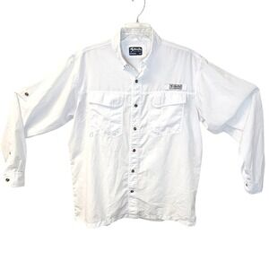 Bimini Bay Bloodline Fishing Shirt Large White L/S Vented Performance UPF Top L